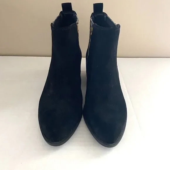 Crown Vintage Tolana Black Suede Animal Print Ankle Booties Size 8 - Picture 3 of 10